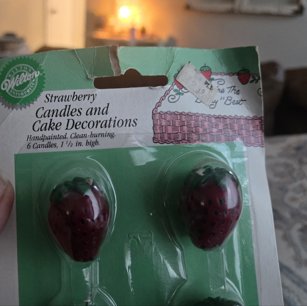 Vintage Wilton Strawberry Cake Candles Set of 6 – Retro Cake Decorations